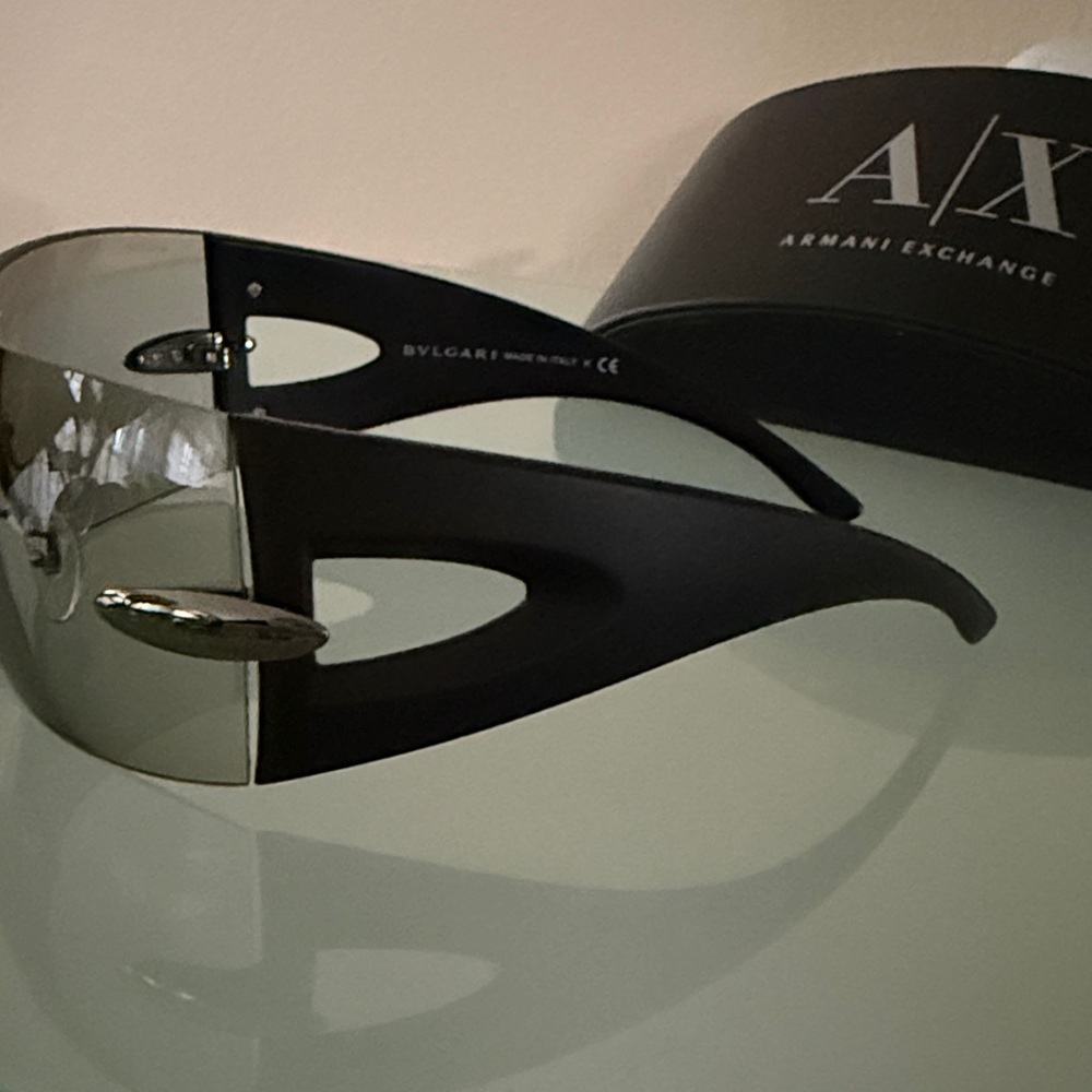 NEW BVLGARI Black/gray Sunglasses w/Armani Exchange case+cleaning cloth ITALY - Picture 5 of 16